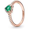 Pandora Timeless - Anello placcato in oro rosa 14k, con pietre di zirconia cubica incolori e cristallo verde a forma di cuore