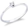 GV GIOIELLI DI VALENZA Anello solitario modello Valentine in oro bianco 18k con diamante di 0.04 ct.