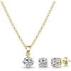 Philip Jones Set Solitario Rotondo Placcato Oro Creato con Cristalli Zircondia®