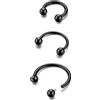 BodyBonita G23 Titanio Ferro di Cavallo Septum Piercing - 2/3 Pezzi Anelli per Naso Barbell Circolare Spikes Gioielli per Setto Nasale Piercing Naso Labbro Conch Helix Rook Oro/Argento/Nero
