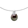 PEARLS & COLORS - Collana Vera Perla Coltivata di Tahiti a Forma di Pera 9-10 mm - Qualita A + - Catena Omega - Argento 925 - Gioiello da Donna