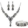 EVER FAITH Collana e Bracciale e Anello, Rhinestone Cristallo Nuziale Art Deco Floreale Onda Goccia Collana Orecchini Braccialetto Set di Gioielli