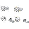 ZeSen Jewelry Acciaio Chirurgico Shiny rRound Cubic Zirconia Tops Dermal Anchor e Microdermals Base penetrante 14g 4 Pezzi