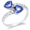 GV GIOIELLI DI VALENZA Anello contrarie' in oro bianco 18k con diamanti a scalare e 2 zaffiri blu a cuore