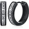 Friggem Orecchini Vichinga Uomo in Argento 925 Orecchini a Cerchio Rune/Vichinga Celtiche/Martello di Thor/Orecchini Cerchio Piccoli Nero Orecchini a Goccia per Uomo Donna