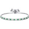 Philip Jones Bracciale Tennis Verde Regolabile Placcato Argento Creato con Cristalli Zircondia®