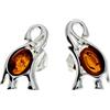 SilverAmber Jewellery Orecchini a perno in vera ambra baltica naturale e argento Sterling 925 con elefanti fortunati GL176 e Argento, colore: Cognac, cod. GL176C