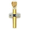 generico CIONDOLO CROCE IN ORO GIALLO E BIANCO 18K, 750, MINI TUBO, SATINATO, ALTERNATO, LUNGHEZZA 2.2 CM MADE IN ITALY