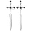 JewelryWe Orecchini Gotico Spada da Unisex: Orecchini con Punta Punk con Zirconi Cubici Freddi in Acciaio Inossidabile