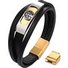 JewelryWe - Bracciale con Albero della Vita Bracciale in Pelle Rigido Regolabile Intrecciato con Chiusura Magnetica da Uomo Donna
