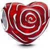 PHCLASY Charm Compatibili Bracciale Collana, San Valentino Rose Love Heart Ciondolo Gioielli Regali per le Donne Amici