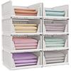 SONGMICS Set di 8 Organizer per Armadio Pieghevole, Cesti Impilabili | Cassetti in Plastica Scorrevoli per Camera da Letto, Ufficio, Bagno, Bianco, Collezione DENNYS LPC800WZ01