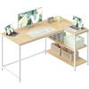 VASAGLE Scrivania Angolare a Forma di L, Tavolo per Computer | Acciaio e Truciolato, con Ripiani Portaoggetti, 120 x 80 x 76 cm, per Ufficio, Giallo Paglia, Collezione BARNET LWD136Y101