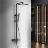 HOMELODY Sistema doccia con termostato nero, set completo | Rubinetto doccia in acciaio inox, soffione doccia a pioggia, asta doccia regolabile