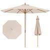 FANTASK Ombrellone da 270 cm, pieghevole a 30° su entrambi i lati, in legno, per giardino, balcone, terrazza (beige)