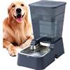 Meijeegu 5L Automatico a Gravità Distributore di Acqua per Cani e Gatti, con Ciotola in acciaio Inossidabile, Adatto per Cani Gatti Domestici (Distributore di acqua 5 L grigio scuro)