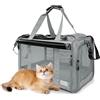 Lauviomify Trasportino per Gatti e Cani Faltabile - Tasche per Animali Fino a 9kg, 46×30×30cm, Con Protezione Privacy, Tasche e Rete Traspirante (Grigio Scuro)