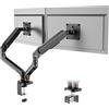 Ibergrif Supporto Doppio Monitor a Gas per Scrivania - Braccio Regolabile per 2 Schermi 13-27, Altezza e Inclinazione Regolabile, Rotazione 360°, Carico 9kg, Base a C/foro per tavolo, VESA 75/100mm
