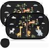 Mngevcy Set di 2 parasole per auto con protezione UV, 51 x 31 cm, parasole per finestrini dell'auto, per bambini con 8 ventose e simpatici motivi animali (foresta animals)