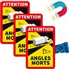 PRINT.GG Angolo Cieco Adesivo Francia - Punti Ciechi dei Camion e Bus - Attention Angles Morts 17 x 25 cm - Adesivo Angolo Morto - Adesivi magnetici Camion Camper e Bus Auto (3 Pezzi, Camion)