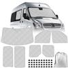 JinsenTGG 7 Pezzi Tappetino Termico sostituzione per Mercedes Sprinter 2019-2024, Protezione Solare per Parabrezza, Visiere Parasole Pieghevoli, Fodera nera