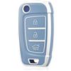 OFF WE GO Custodia Chiave Cover Chiave Guscio Chiavi per Hyundai i10 i20 i30 i35 i30n i40 ix20 ix35 i30n NX4 Kona Tucson Azera Verna TPU Copri Chiavi Macchina Telecomando Auto Portachiavi, Argento Blu
