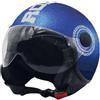 Generico Casco Demijet Moto Rodeo Drive, Blu Metallizzato/Argento, con Visiera Protettiva