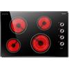 Karienvir Piano Cottura Vetroceramica 4 Fuoch con Manopola, Vetroceramica Incasso 77cm, Piano Cottura Elettrico con Zona di espansione, Comando a distanza, 9 livelli di potenza