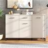 Dmora Credenza Funara 138x40x90h cm Bianco Crema un Cassetto 3 Ripiani, Madia Apertura Battente e Scorrevole