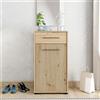 Dmora Mobile da Ingresso Koga 55x40x102h cm Marrone Rovere Nodi un Cassetto 2 Ripiani, Un'anta
