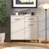 Dmora Credenza Funaraa 93x40x90h cm Bianco Crema un Cassetto 2 Ripiani, Madia Apertura Battente, Scorrevole
