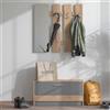 Dmora Mobile da Ingresso Kumamoto 92x28x202h cm Nero Antracite Specchio Incluso 3 Ripiani, Appendiabiti