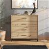 Dmora Cassettiera Chimiko 93x40x90h cm Marrone Rovere Nodi 4 Cassetti Apertura Scorrevole, Chiusura Scorrevole