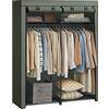 SONGMICS Armadio in tessuto, armadio portatile con aste, appendiabiti, pieghevole, ripostiglio, per camera da letto, studio, 140 x 43 x 174 cm, verde salvia RYG002C02