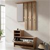 Dmora Mobile da Ingresso Koyako 100x29x192h cm Marrone Rovere Nodi Specchio Incluso 4 Ripiani, Appendiabiti