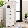 Dmora Cassettiera Chikeha 45x40x95h cm Bianco 5 Cassetti Apertura Scorrevole, Chiusura Scorrevole