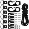 ULTECHNOVO Kit Corda Elastica per Barca Gancio J e Fibbia, Nero | Accessori Barca Compatti, Facile da Annodare, Non Graffia le Finiture, per Ormeggio e Fissaggio