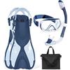 Supertrip Set per Snorkeling per Bambini con Pinne, Maschera Subacquea Panoramica a 180°, Pinne Regolabili e Boccaglio Dry Premium，Set da Snorkeling 4 in 1 per Bambini dai 6 ai 14 Anni