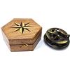 Nautical Replica Hub Bussola meridiana fatta a mano in scatola regalo quadrante sole orologio navigazione capitano ottone meridiana bussola ottone solido bussola meridiana in scatola di legno montata.