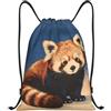 Zelinge Zaino con coulisse, per sport, palestra, Panda Rosso Retro, S: 35,5 | Borsa Yoga Danza