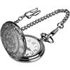 JSMTKJ Orologio da tasca al quarzo da Tasca Uomo numeri arabi | con confezione regalo catena ideale come regalo per compleanno, anniversario, giorno di Natale, festa del papà (Nero)