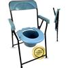 OrtoPrime Sedia Comoda WC per Anziani Pieghevole - Comoda per Anziani con Secchio Rimovibile - WC Portatile per Anziani - Sedia WC Comoda Robusta e Confortevole per Uso Quotidiano