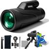 BIBIRE Telescopio monoculare 12X42 per adulti ad alta potenza birdwatching | Monocolo HD con treppiede FMC & BAK4 e adattatore per telefono per osservare le stelle fauna selvatica, viaggi, campeggio