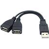 PremiumCord Cavo di alimentazione a Y da USB a 2 prese ad alta velocità fino a 480 Mbit/s, colore nero, lunghezza 0,15 m