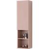 Inbagno Colonna Bagno Sospesa 115 Cm Rosa Antico - Mobile Pensile Con Anta Soft-Close E Quattro Ripiani - Linea Nuvola
