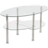 LEADZM Tavolino da salotto in vetro temperato a 3 strati, ovale per soggiorno, ufficio, 90 x 50 x 45 cm (trasparente)