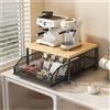 Generic Organizzatore Macchina Caffè Portacapsule Dispensatore Cucina Mensola Due Livelli Carrello Microonde Cestino Contenitore Piano Tavolo(Black)