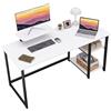 GreenForest Scrivania da Ufficio e Gaming con Supporto per Monitor, Tavolo per computer da Casa da 140 cm con Scaffle Reversibili, Scrivania da Studio per Piccoli Spazi, Bianca