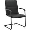 CLP Sedia a sbalzo con braccioli Seattle, sedia moderna imbottita in similpelle, struttura effetto cromo | Colore nero/nero
