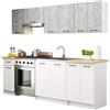 AKORD | Set di Mobili da Cucina Olivia 2.4m | Cucina Completa Piccola | Componibile | su Misura 46 x 180 x 174 cm | Per un design moderno e Tradizionale | Cemento & Bianco Frontale